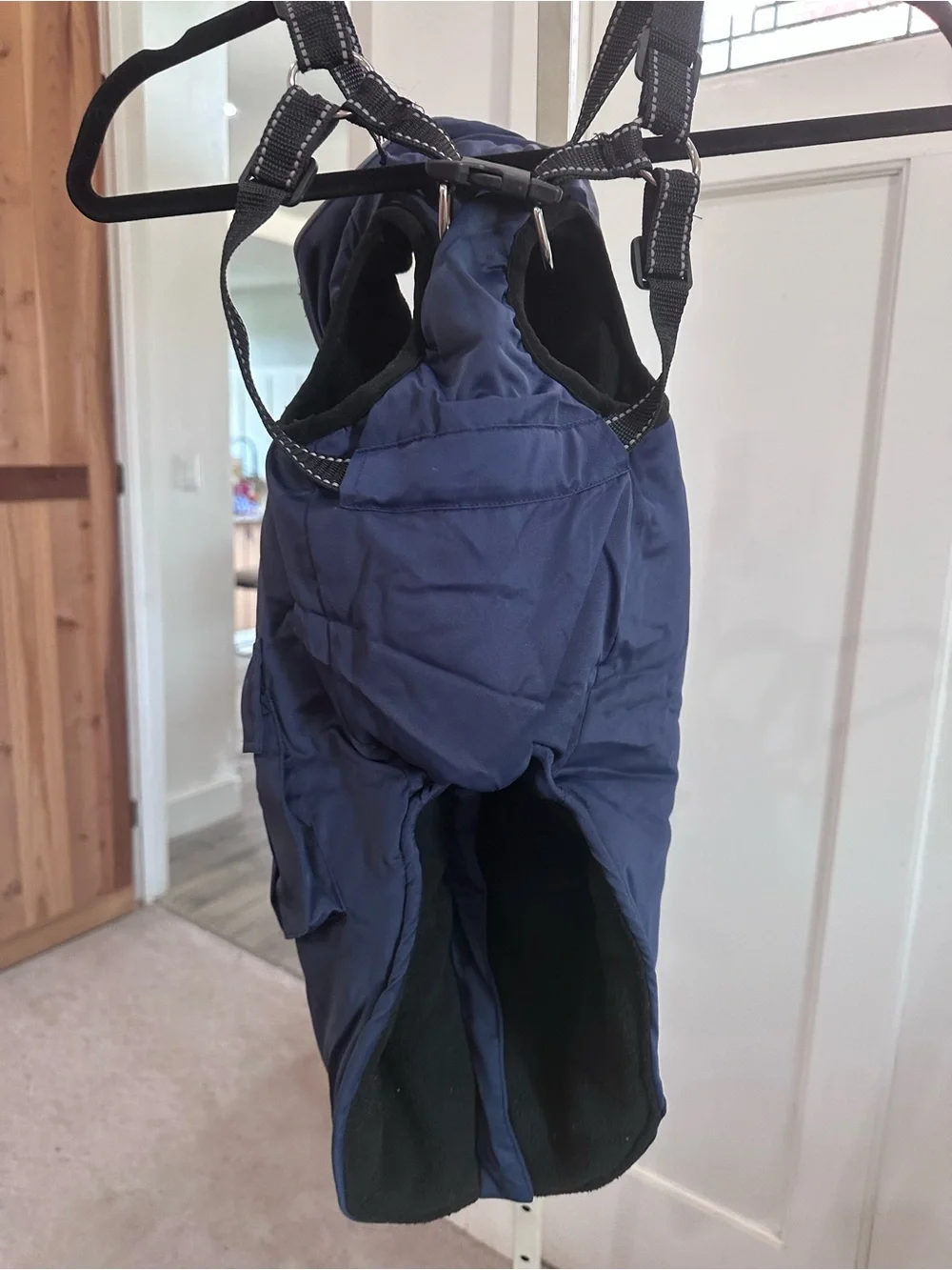 Navy Blue Puffer Dog Coat built in harness XXL 20-30 lb dog